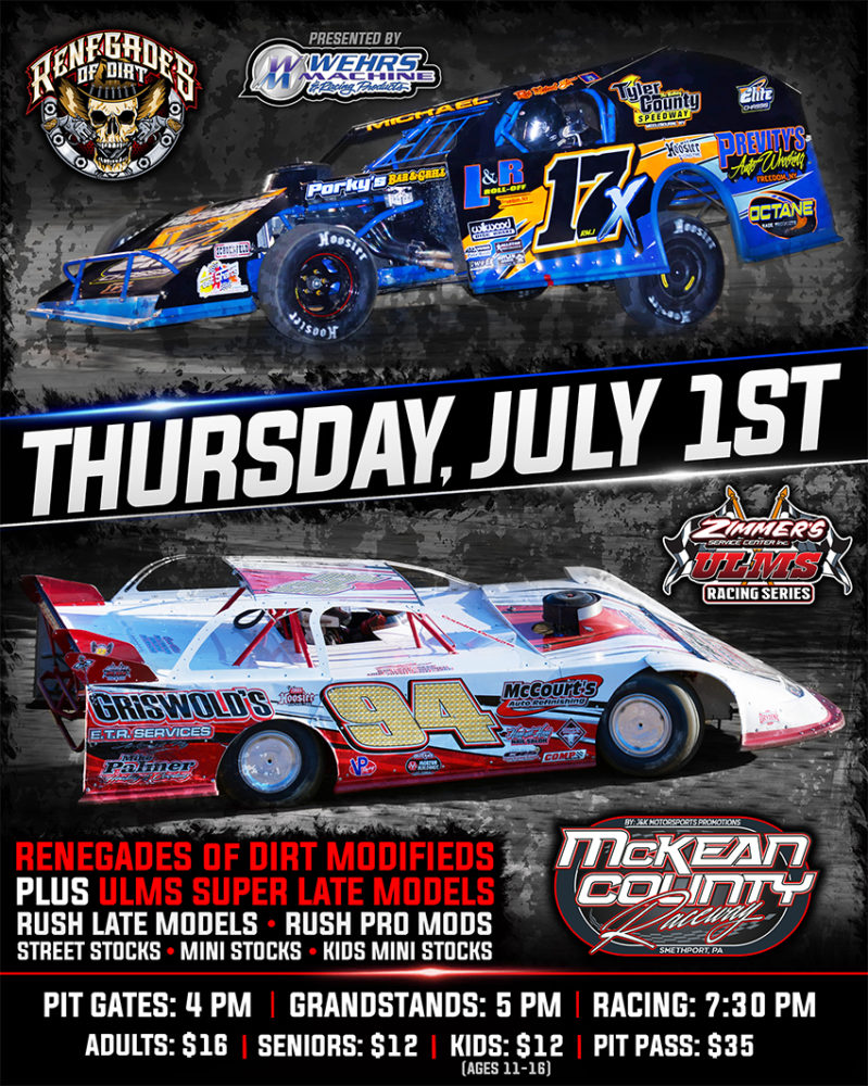 ULMS & RENEGADES OF DIRT UP NEXT AT MCR! | McKean County Raceway